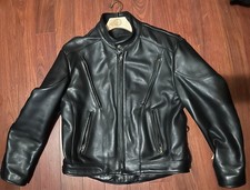 MEN'S GENUINE PREMIUM LEATHER MOTORCYCLE BIKER CAFE RACER LEATHER JACKET BLACK