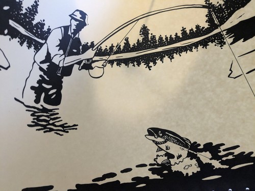 Fishing theme Lampshade: Buck stitch.Sport Cabin Outdoor Farmhouse Cozy - Afbeelding 6 van 15