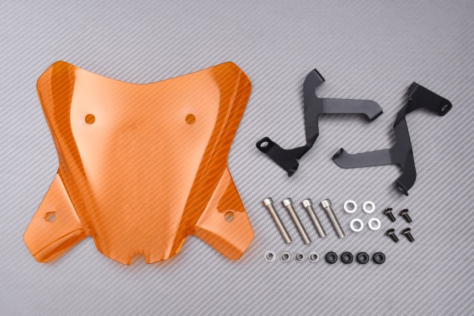 Saute-vent sport orange en polycarbonate pour moto KTM Duke 390 de 2024 à 2026