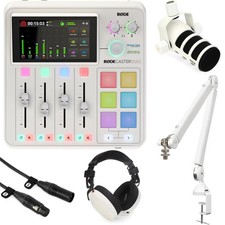 Rode RodeCaster Duo Streaming Mixer and PodMic Solo Bundle - White