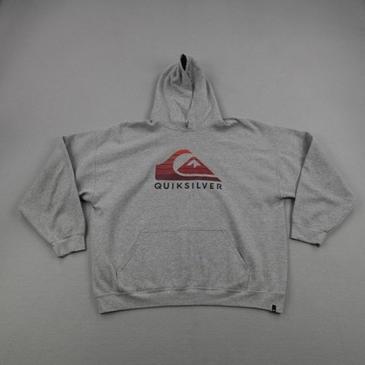 Vintage Quiksilver Hoodie Mens 2XL Gray Pullover Sweatshirt Skate