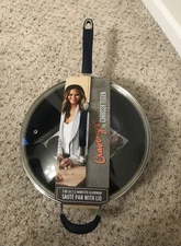 Cravings By Chrissy Teigen Nonstick Navy Blue Sauté Pan With Lid 5 QT, Brand New