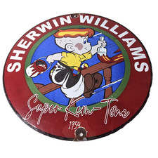 Vintage Sherwin Williams Sign - Paint Brush Painting Comic Gas Porcelain Sign