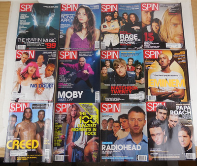 2000s Spin Magazine Lot 12 FULL year - RAGE MOBY Eminem Radiohead Matchbox CREED
