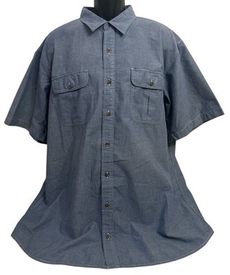 Red head Shirt Mens Sz 2XLT Blue Button Up Short Sleeve Collared Cotton