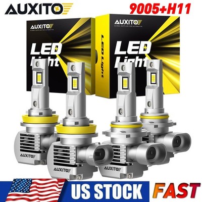 360° 4pcs 9005 H11 LED Headlight Bulbs Conversion Kit High Low Beam 6000K Bright