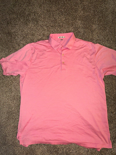 Peter Millar Men’s Pink Polo Shirt Size L Embroidered Crest Cotton