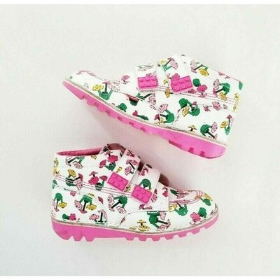 Kickers Kick Hi Lego Ankle Boots Kids US 2.5 White Pink Floral Good 2009 Rare