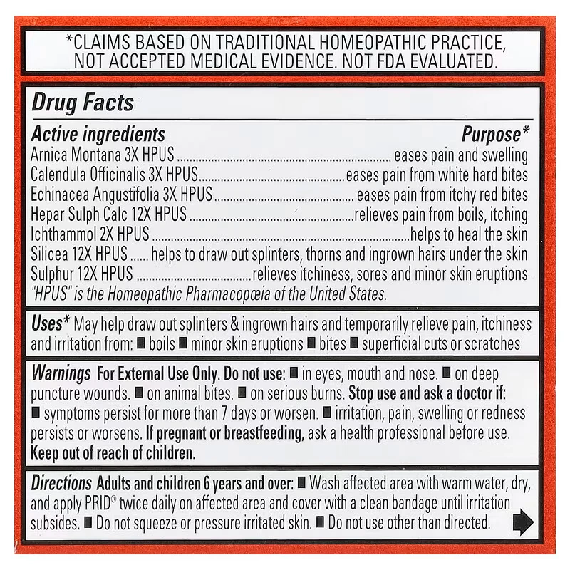 Red homeopática Hyland's PRID alivio del dolor y dibujo irritante salva con (0,63 oz) Foto 2 de 4