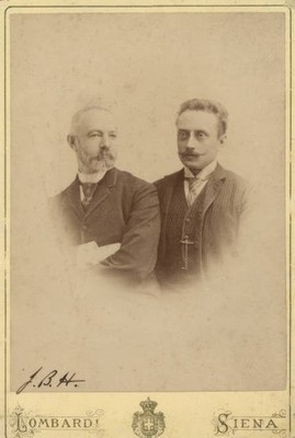 Business card portrait John B How and Claes Lagergren 1889 Old Photo