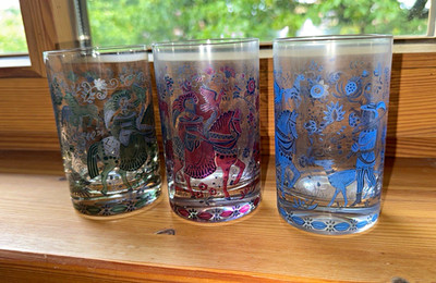 3x Rosenthal Bjørn Wiinblad Bechergläser  Zauberflöte  Vintage Mid-Century