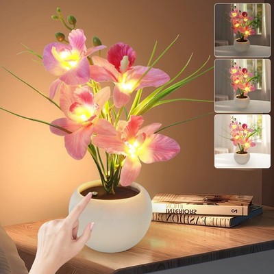 Artificial Orchid Flower Night Light Touch Stepless Dimming USB Rechargeable