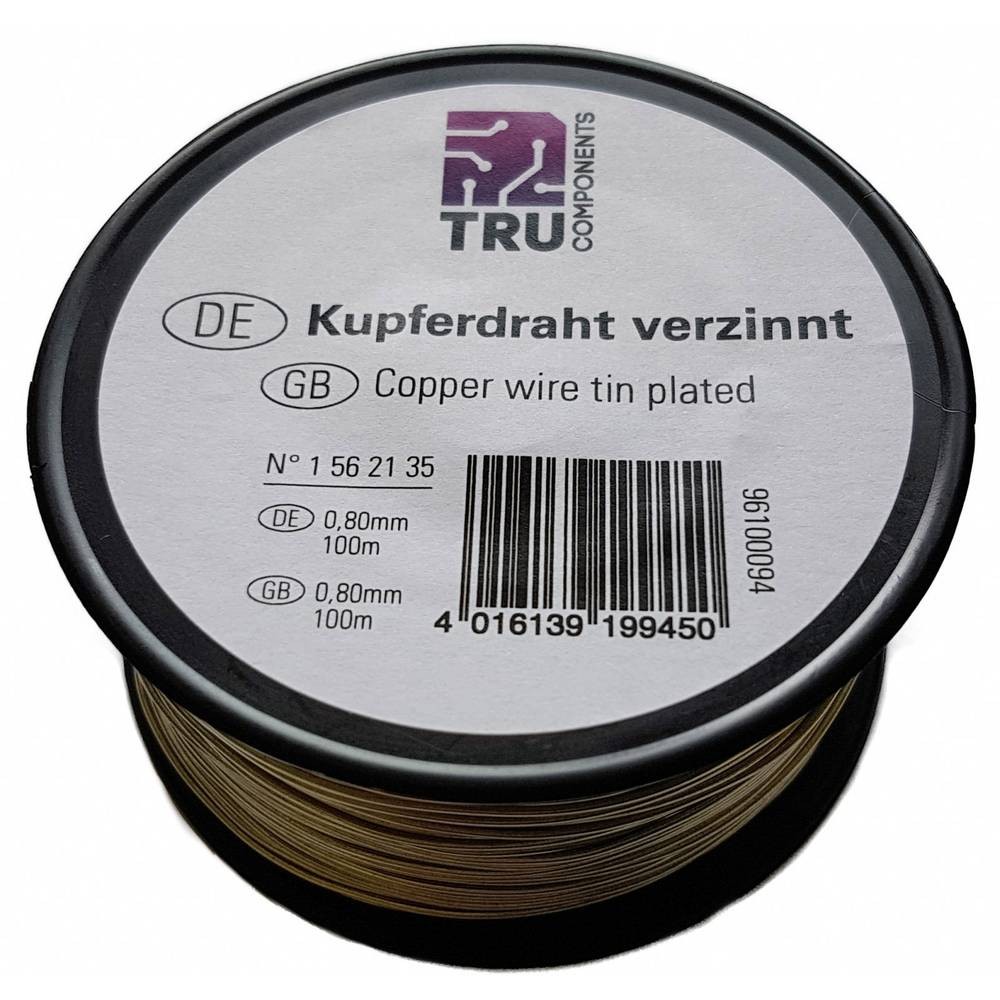 Fil de cuivre TRU COMPONENTS 1562136 conducteur nu de haute pureté pour modélisme et laboratoire
