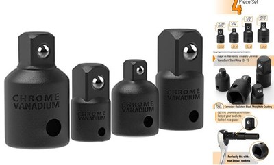 Bates- Impact Socket Adapter and Reducer Set, 4-pcs, Impact Sockets 4 pcs Black