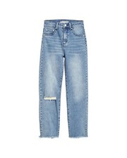 Tractr Jeans Straight Crop Pant With Fray Hem