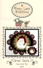 Dear Santa Christmas Claus Wool Penny Mat Pattern 12.5 Inch UNCUT