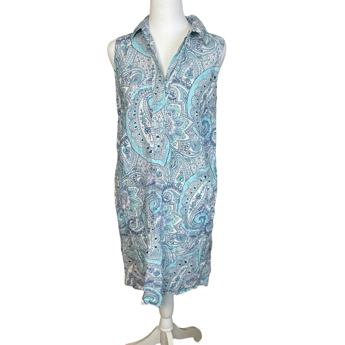 Cynthia Rowley Women Size 6 100% Linen Paisley Sleeveless Midi Dress Lagenlook Cynthia Rowley Women Size 6 100% Linen Paisley Sleeveless Midi Dress Lagenlook
