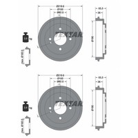 2X Textar 180Mm Bremstrommeln Hinten Passend FÜR KIA Picanto Links+Rechts |