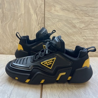 Size 6.5- Prada Techno Stretch Fabric Sneaker Yellow  Black