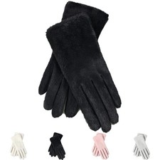 Faux Suede Winter Gloves for Women Touchscreen Soft Lined Windproof Warm Gloves