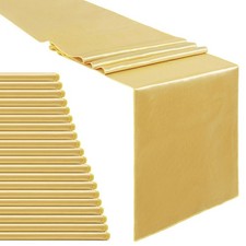 20 PCS Light Gold Satin Table Runners 12x108 Inch Smooth Silk Banquet Decor