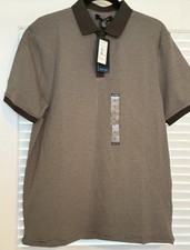 NWT Kenneth Cole Techni-Cole Stretch Shirt Men's LARGE Olive Herringbone