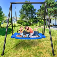 Trekassy 440lb Metal Swing Set with 60" Platform Swing Backyard Heavy Duty Frame