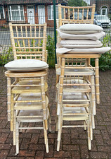 Chiavari Chair Beige/ivory Faux Leather Cushion Varnished Wood