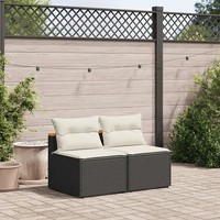 Poly Rattan Gartensofa 2Er Set Ohne Armlehnen Mit Kissen Schwarz