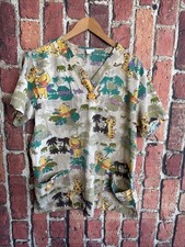 Disney Women's Winnie The Pooh Fashion Scrub Top Jungle Tigger Large