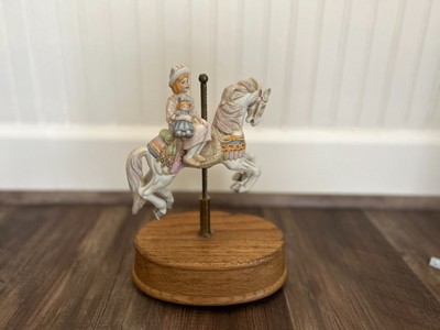 Willitts 1986 Carousel Music Box Girl With Doll on Carousel Horse