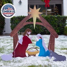 4Ft Outdoor Nativity Scene, Weather-Resistant Decor, Christmas Holy Family Yard