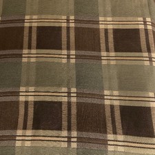 Brown Green Plaid Stripe Upholstery Fabric