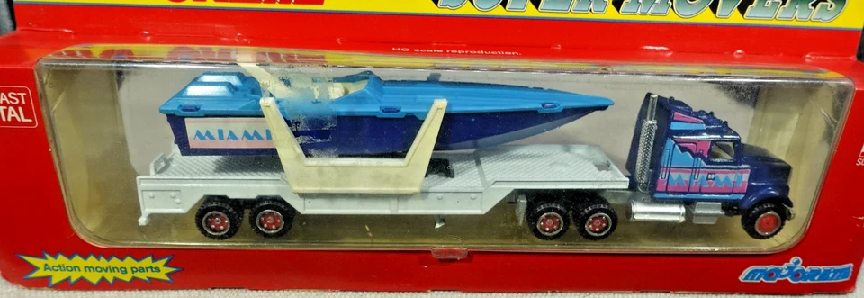 Majorette Super Movers 613 semi y lancha rápida escala HO Foto 2 de 3