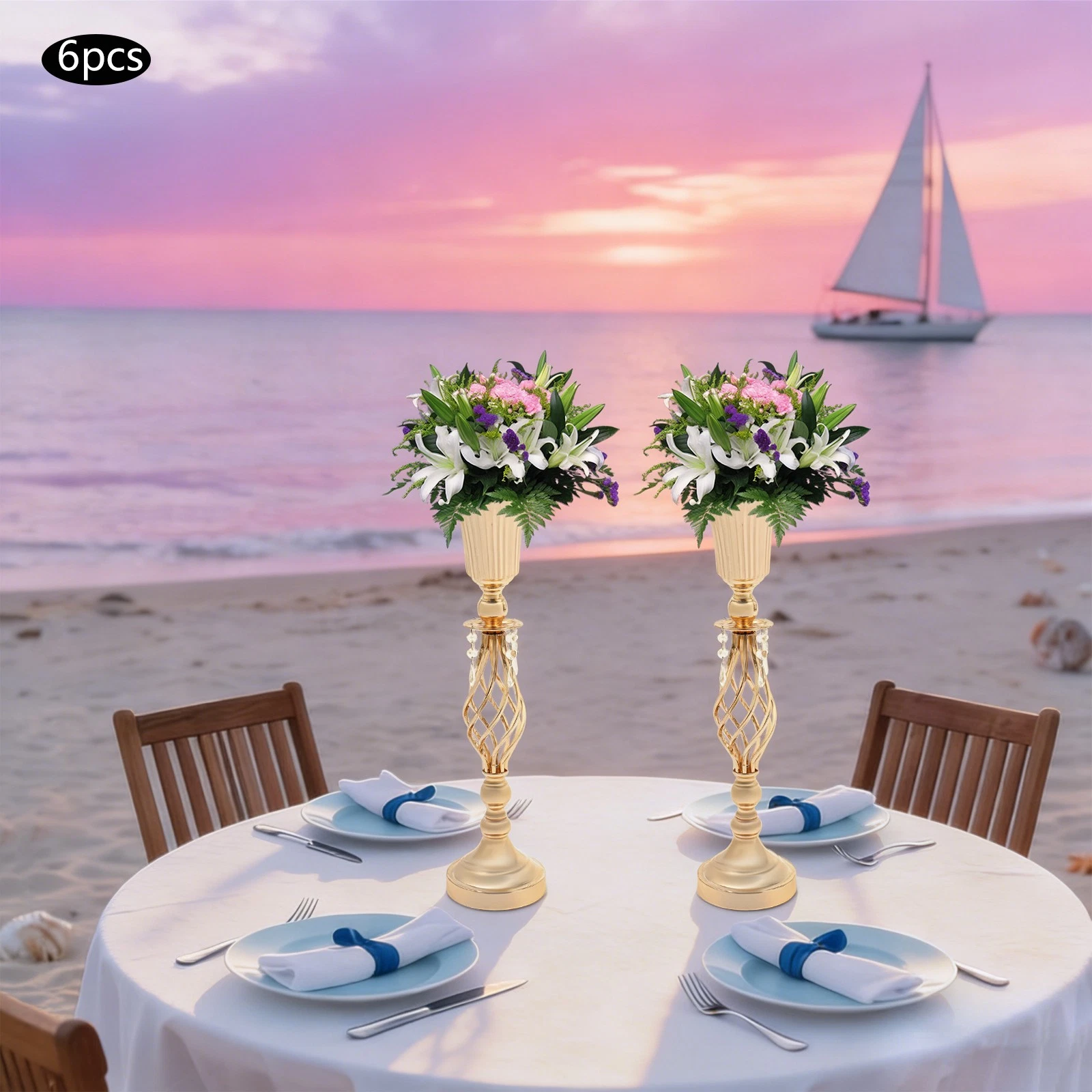 6 Pcs Floral Vases, Floral Decoration Vases, Centerpiece For Table Decoration