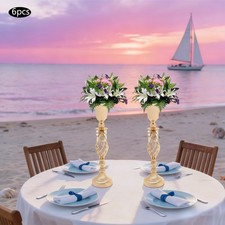 6PCS Modern Wedding Flower Vase Tabletop Metal Gold Floral Vases 23.23” height