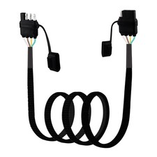 16AWG 4FT 4-Way Flat Trailer Extension Harness Male Female Plug w/Dust Cover
