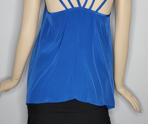 Bcbgmaxazria Kasia Blue 100% Silk Strappy Asymmetrical Top Size M - Picture 6 of 7