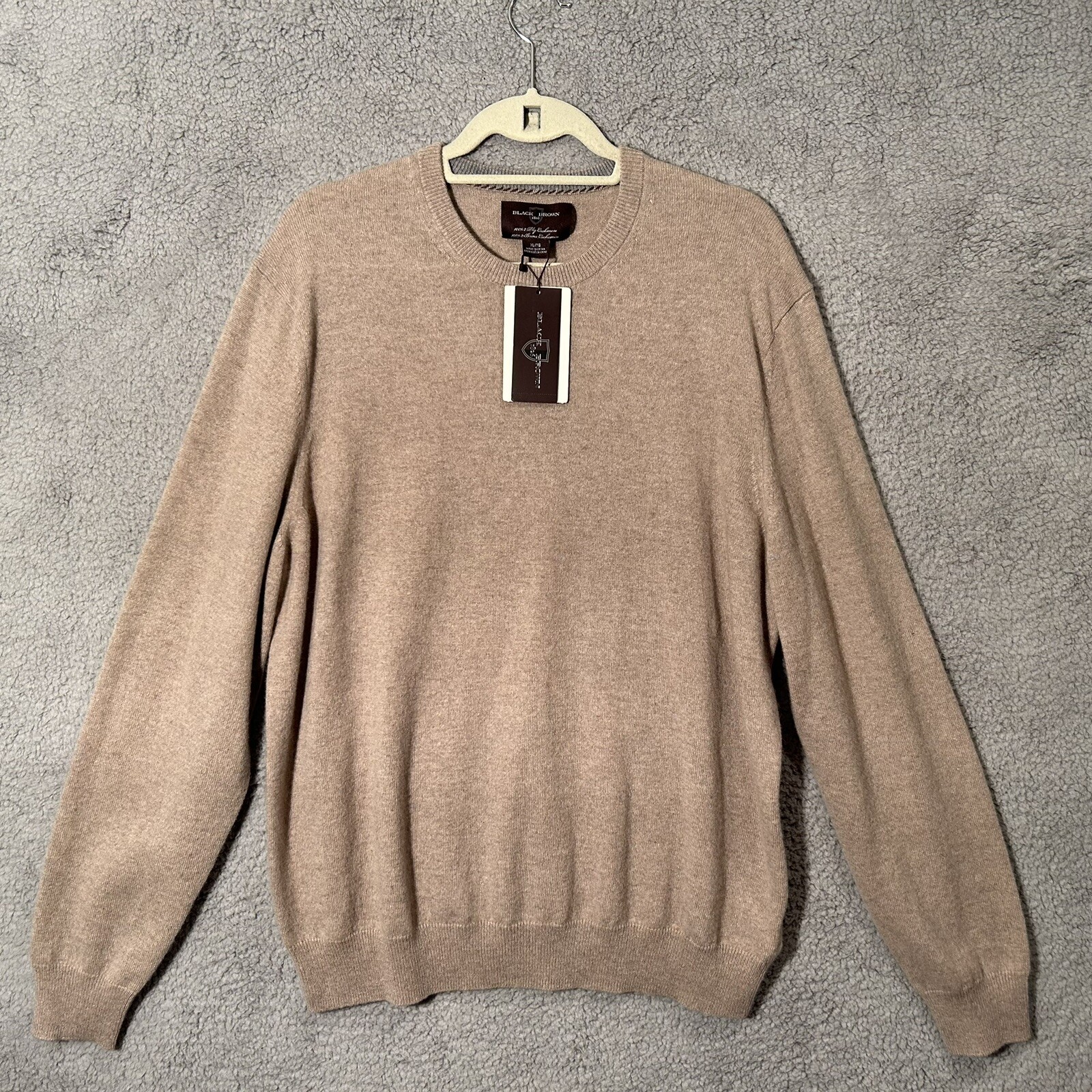 Black Brown 1826 NWT 100% Cashmere Sweater Men's XL Beige Pullover Crew  Neck | eBay