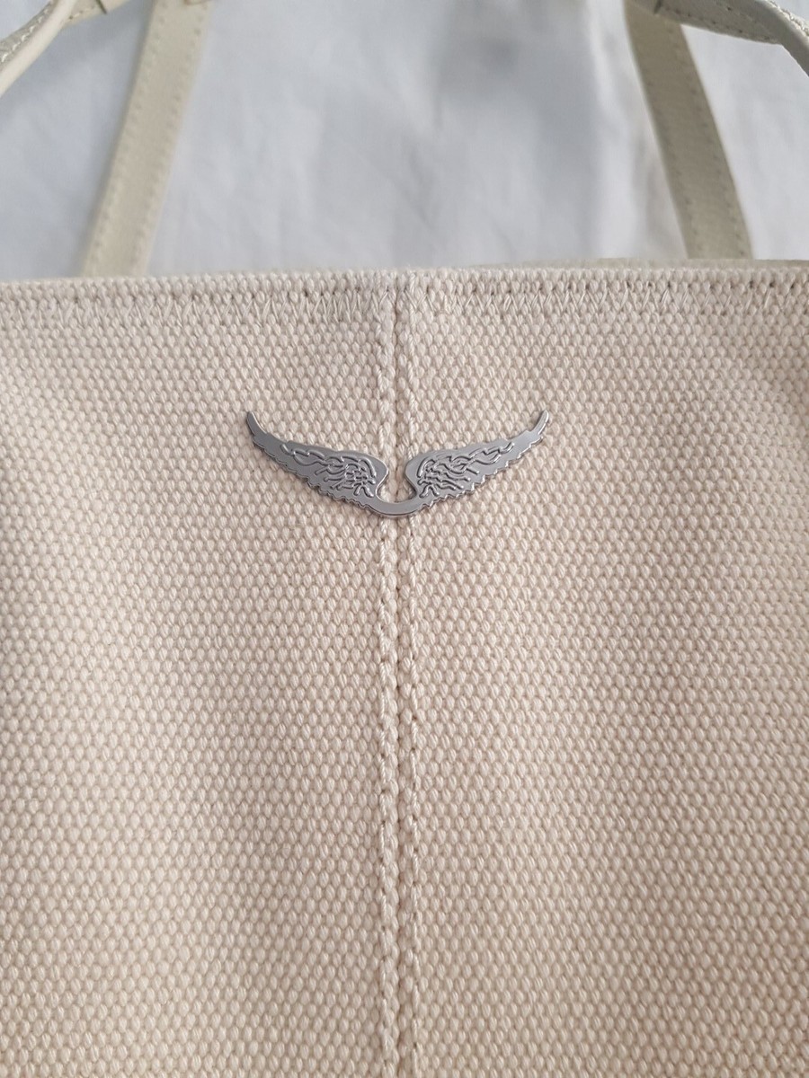 New ZADIG & VOLTAIRE Mick Wings Canvas Tote, Cream Handbag ~448.00