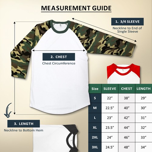 Dream USA Men's Casual 3/4 Sleeve Baseball Tshirt Raglan Jersey Shirt - Picture 42 of 66