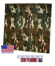 Hav-A-Hank USA MADE GREEN ARMY CAMO CAMOUFLAGE BANDANA Head Wrap Scarf Hanky 22"