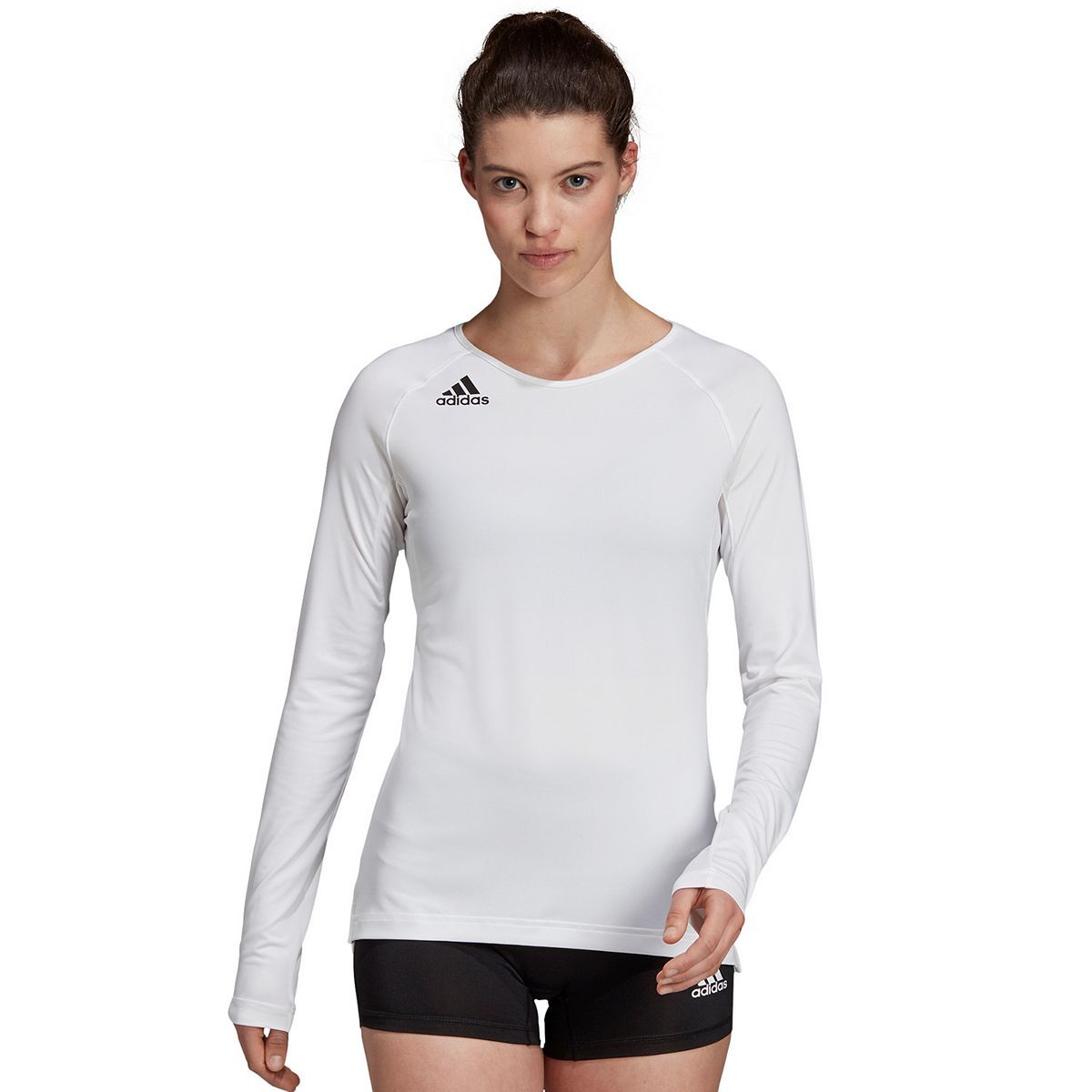 Женская волейбольная майка Adidas Hi-Lo с длинным рукавом, Серая двойка/Черный