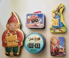 Collectible Tins w/ lids, Lone Ranger, M&M's, Windel, Lindt Elf, Memorias, Hersh