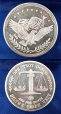 APM Silver Trade Unit American Eagle & Flag 1 Oz Troy 999 Fine Silver Round s411