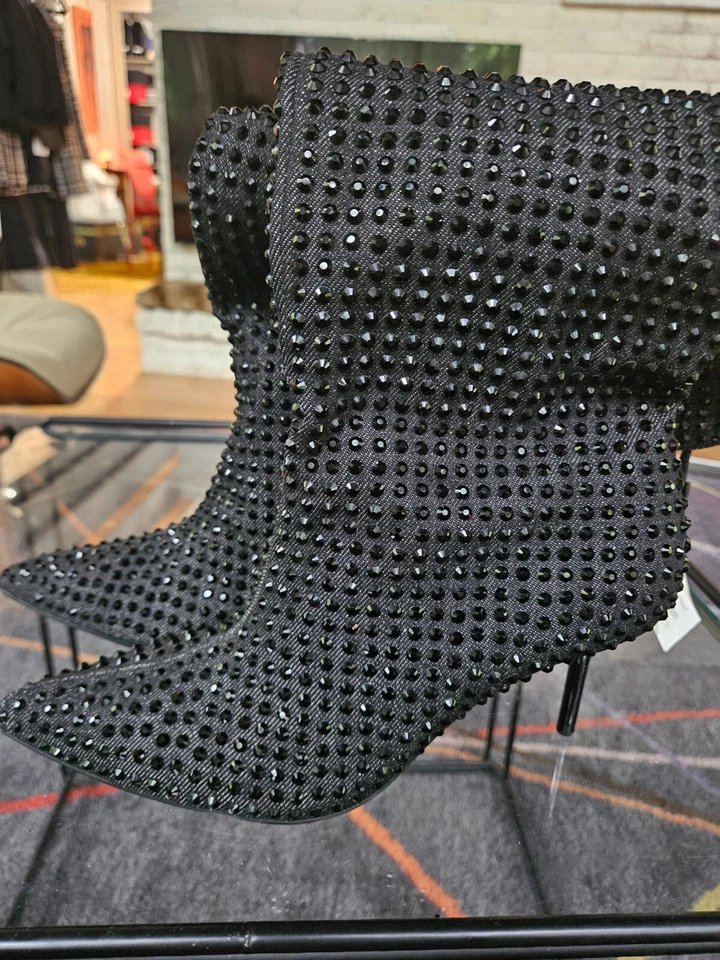 Botas de mezclilla Zara con tacón de estrás talla US 7,5/EUR 38 Foto 4 de 4