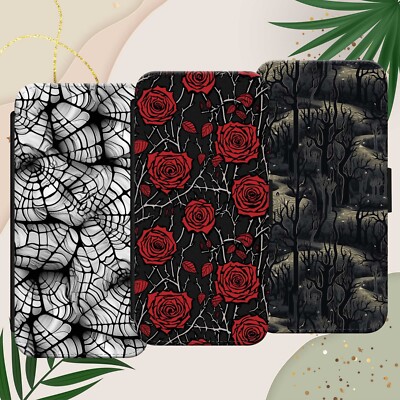 GOTHIC ROSE SPOOKY HANDYHÜLLE FÜR IPHONE SAMSUNG PIXEL FLIP WALLET