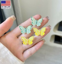 Women Girl 925 Sterling Silver Elegant Earrings Studs Simple 3D Butterfly 0126