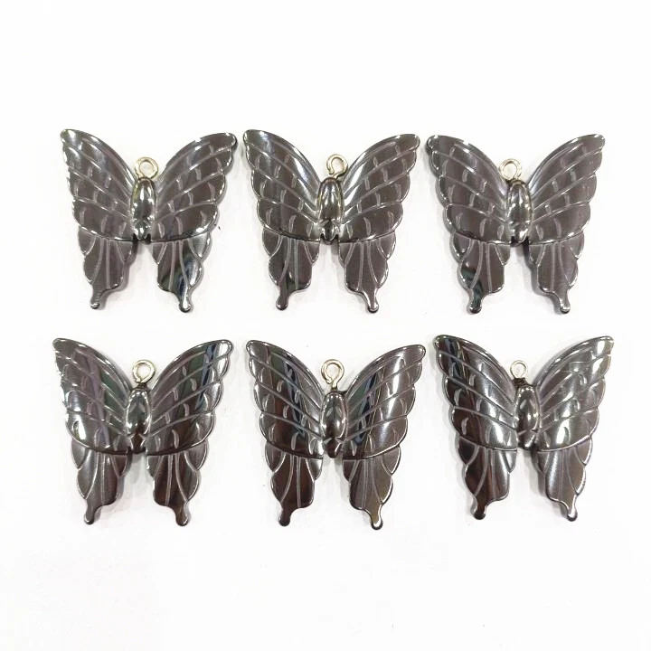 Atacado 6 peças pingente de hematita borboleta muito esculpido para faça você mesmo 32x32x4mm novo GQ - Imagem 2 de 3