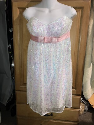 Betsey Johnson Evening Vintage Prom Short Ball Gown White Pretty Sequin  Dress 6 | eBay